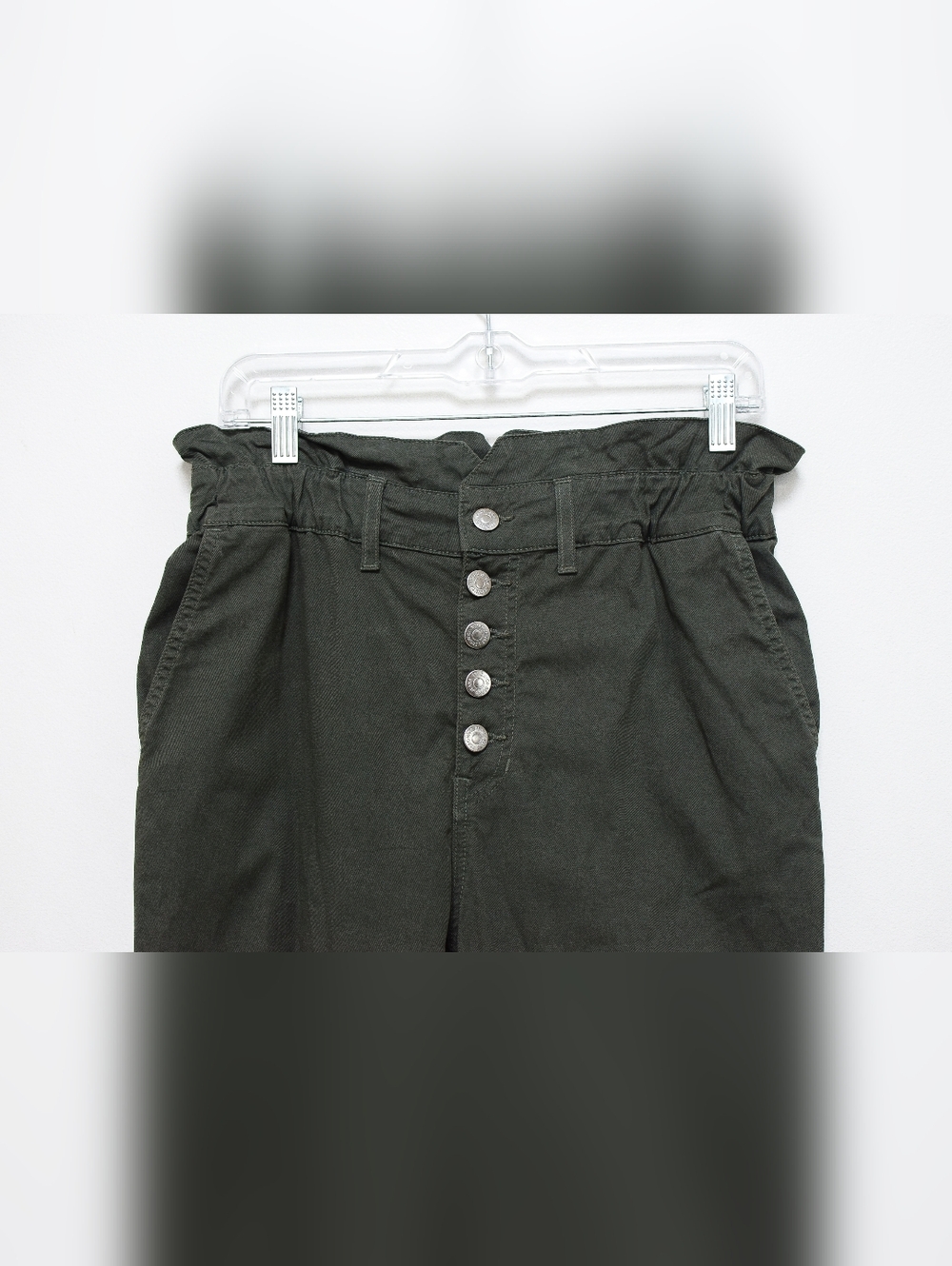 Veronica Beard Tedi Tapered High Rise Pants Paperbag Waist Army Green Size 29 - Picture 6 of 15